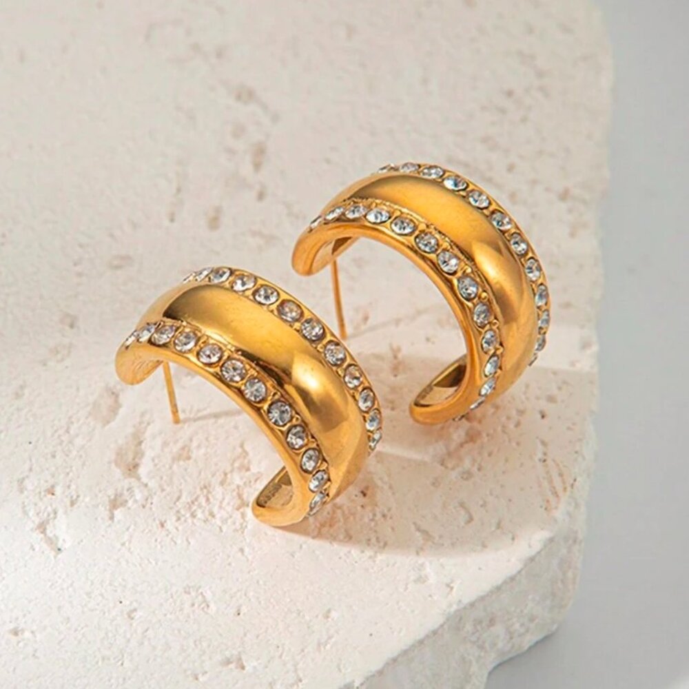 ONE LEFT-- 18K Gold Plated Earrings